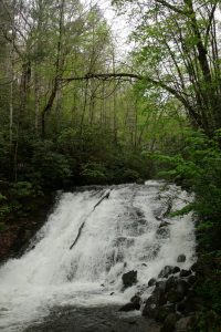 The 25-foot Indian Creek Falls roars just off the Indian Creek Trail, part of which is open to cyclists. Photo by Emma Oxford.