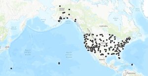 Since 2011, the Dragonfly Mercury Project has expanded to include more than 180 national parks and protected places scattered from Guam to the US–Canada border. Image courtesy of the National Park Service and US Geological Survey. 