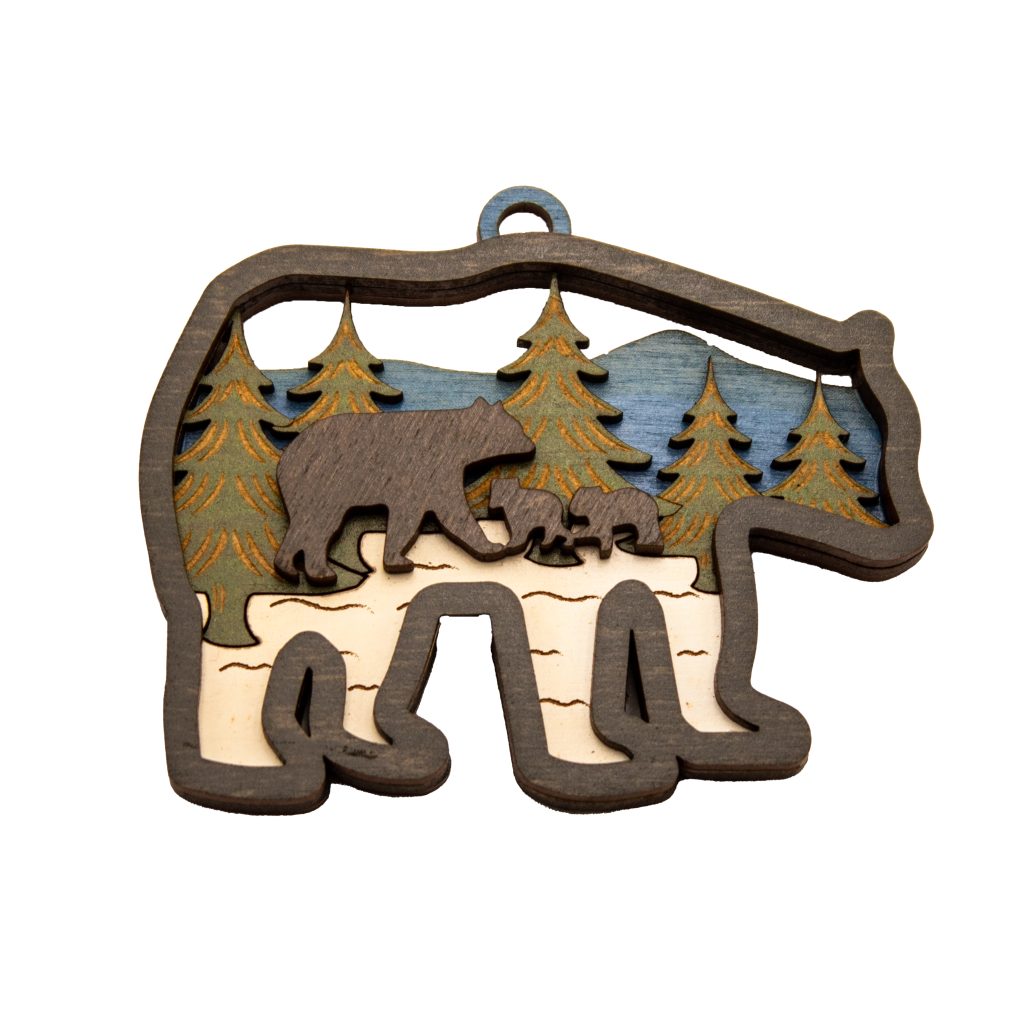 Black Bear Family Wood Ornament - Smokies Life