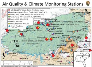 map of weather stations in the park