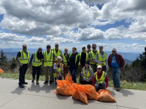 Litter Patrol volunteers who worked together in May of 2021 on a Clingmans Dome Road cleanup in Great Smoky Mountains National Park. Image courtesy of Jerry and Darlene Willis.