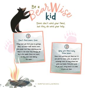 "Mabel Meets a Black Bear" is written by Frances Figart of Great Smoky Mountains Association, illustrated by Jesse White of Durham, NC, and designed by GSMA’s Karen Key. Linda Masterson, author of Living With Bears Handbook, and marketing and communications director of BearWise, penned the book’s “Be a BearWise Kid” bonus material. 