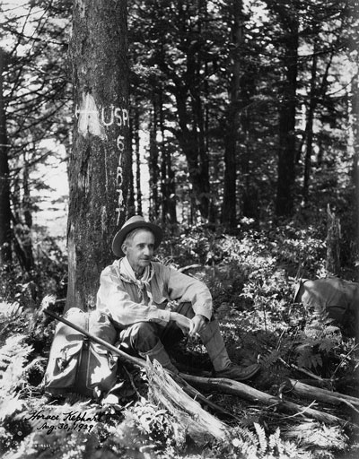 Horace Kephart on the first Mount Kephart. Photo by George Masa.