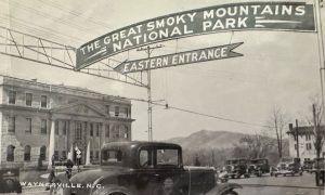 Installed in 1933, the original arch stood at the intersection of Depot and Main streets near the historic courthouse building. Photo provided by Downtown Waynesville Association.