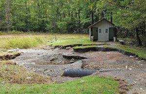 This area located across from Palmer House saw significant damage after Rough Fork Creek flooded as Hurricane Helene passed through. Photo provided by National Park Service. 