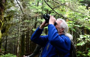 Keith Watson leads a birding trip in the Kuwohi area during a July Smokies Life event. Photo by Holly Kays, Smokies Life. 