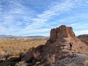 Creative Services Director Frances Figart takes in the view from a trail in Lake Mead National Recreation Area, just outside Las Vegas. Photo by Holly Kays.