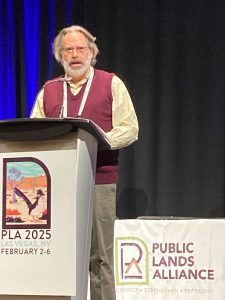 During a ceremony held February 5 in Las Vegas, Smokies Librarian and Archivist Mike Aday accepts the Public Lands Alliance Publication of the Year Award for his book Letters from the Smokies, published by Smokies Life. Photo by Frances Figart.