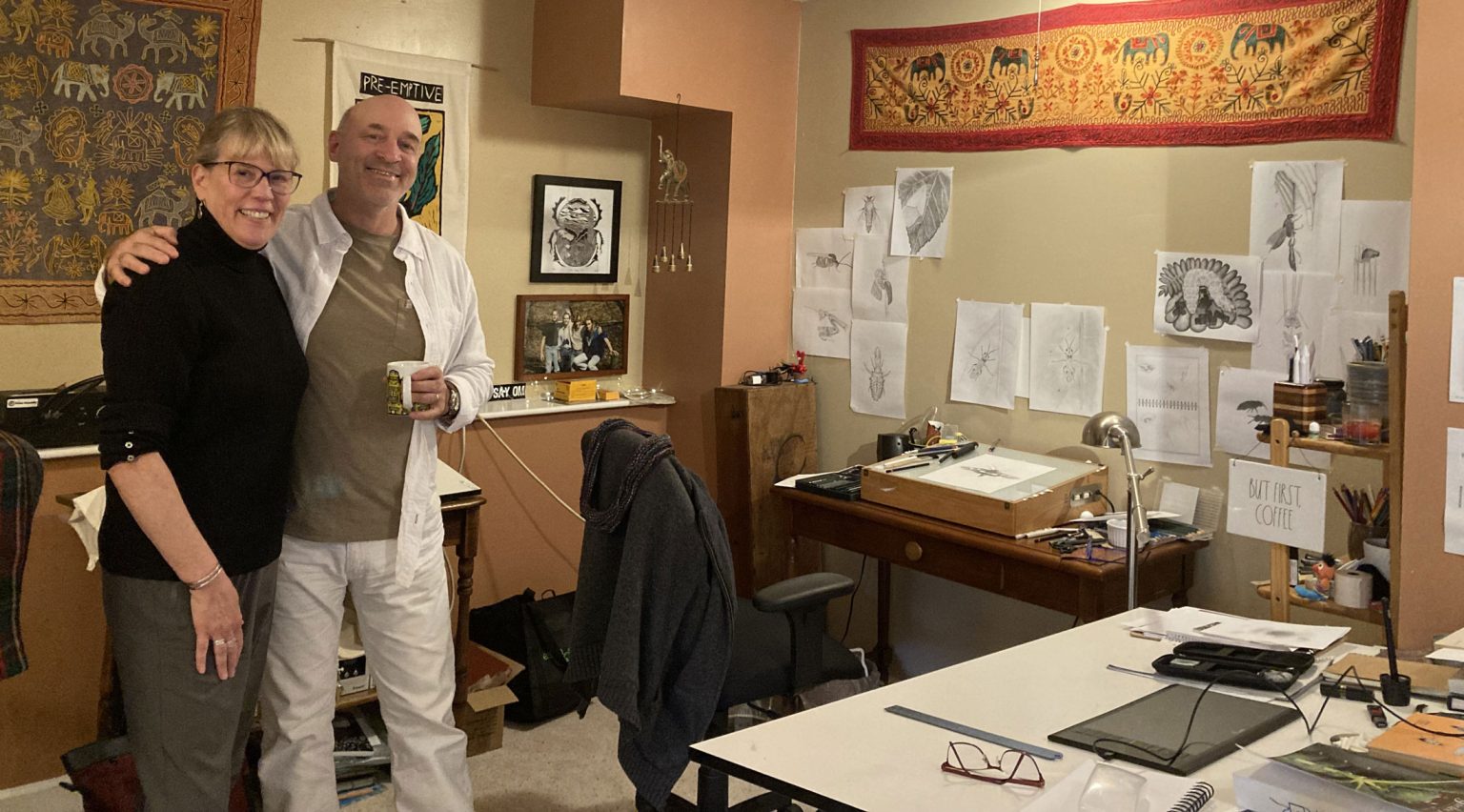 Jim and Leslie Costa pictured in their home office