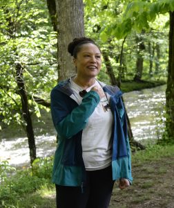 Smokies Life CEO Jacqueline Harp tells Park Keepers about upcoming projects and publications at Smokies Life. Photo by Holly Kays, courtesy of Smokies Life.