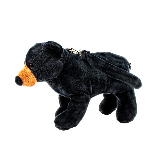 10" Plush Black Bear Bag with Strap