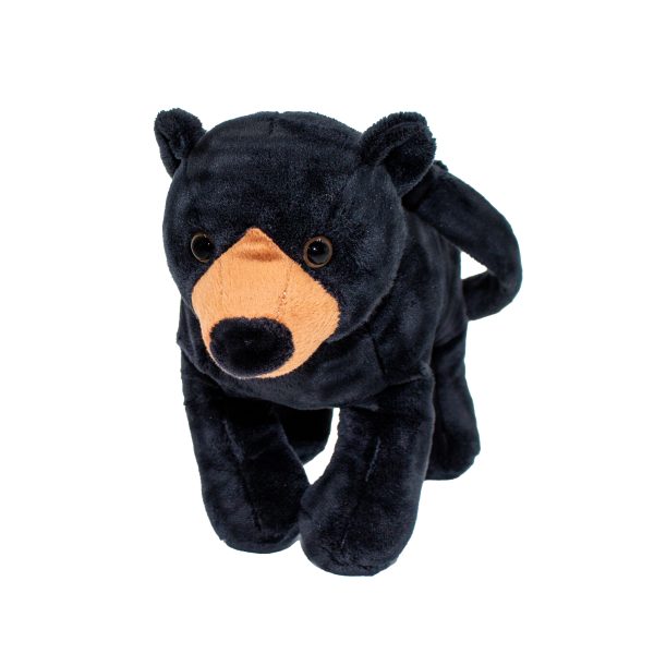 10" Plush Black Bear Bag with Strap - Image 2