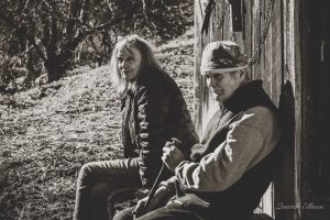 Elizabeth with the late George Ellison outside their home at lower Lands Creek. They placed the property under a conservation easement in 2022. Photo by Quintin Ellison.