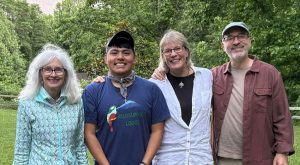 Jim and Leslie Costa (right), visit Norton Creek near the Smokies to view synchronous fireflies with Smokies Life Creative Director Frances Figart (far left) and Discover Life in America summer intern Justin Bartolon for a DLiA annual fundraising event. Photo courtesy of Smokies Life.