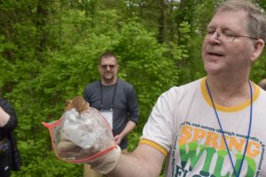 Tim J. Gaudin, a mammalogist and professor at University of Tennessee at Chattanooga, holds a golden mouse (Ochrotomys nuttalli) while he gives a presentation during the 2024 Spring Wildflower Pilgrimage in Gatlinburg. Photo by Christopher G. Brown, Georgia Gwinnett College.