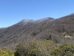 Frosty peaks greeted Matthew Podolski as he and his mom woke up from a sub-freezing night at Mollies Ridge Shelter during their 2022 Appalachian Trail thru-hike. Photo by Matthew Podolski.