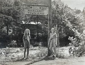 Betty Davidson Frierson and Towns Bruner Lavidge stand at the entrance to Camp Margaret Townsend in 1938. Photo courtesy of Girl Scout Museum at Daisy’s Place. 