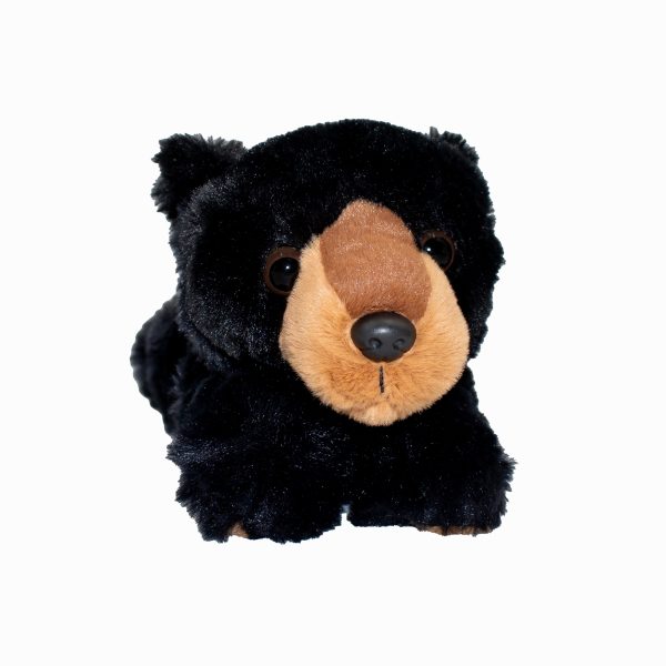 11" Lying Down Black Bear Plush Toy - Image 2
