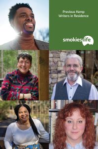 Previous Steve Kemp writers in residence include (clockwise from top left) Daron K. Roberts, Brian Railsback, Elise Anderson, Latria Graham, and Sue Wasserman. Photos by, respectively, Callie Richmond, Asheville Evans/Western Carolina University, and courtesy of Smokies Life (last three).