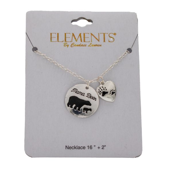 Mama Bear & Paw Heart Necklace