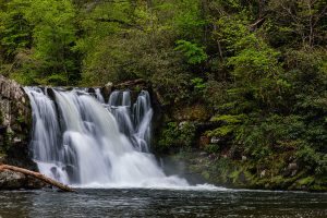 A white capped flowing waterfall