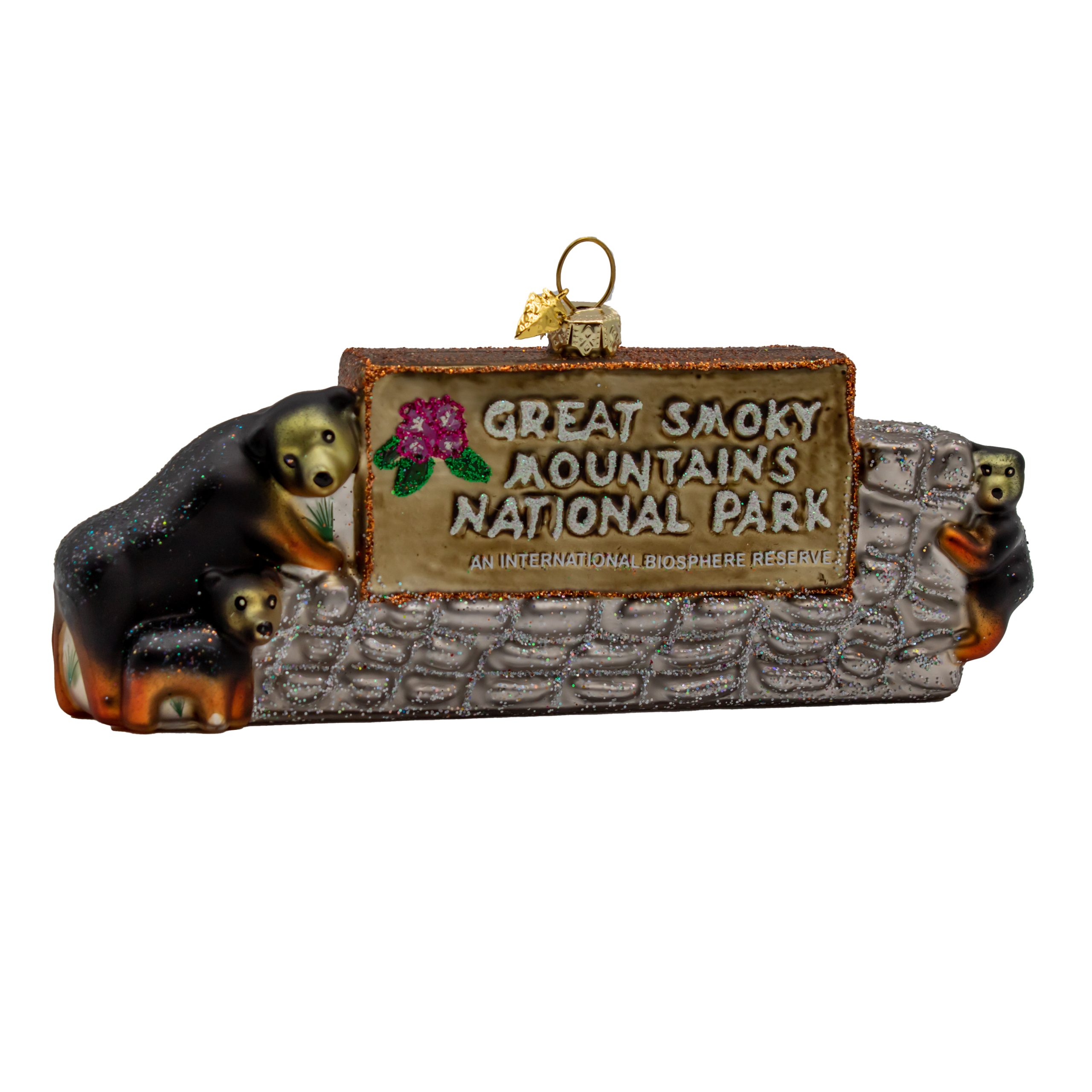 Great Smoky Mountains National Park Sign Glass Ornament