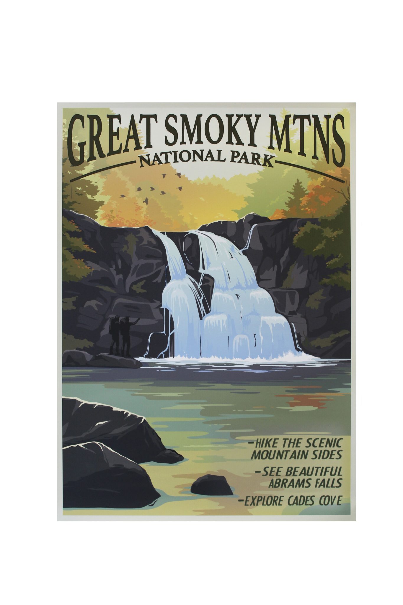 Retro Great Smoky Mountains National Park Abrams Falls Poster Smokies