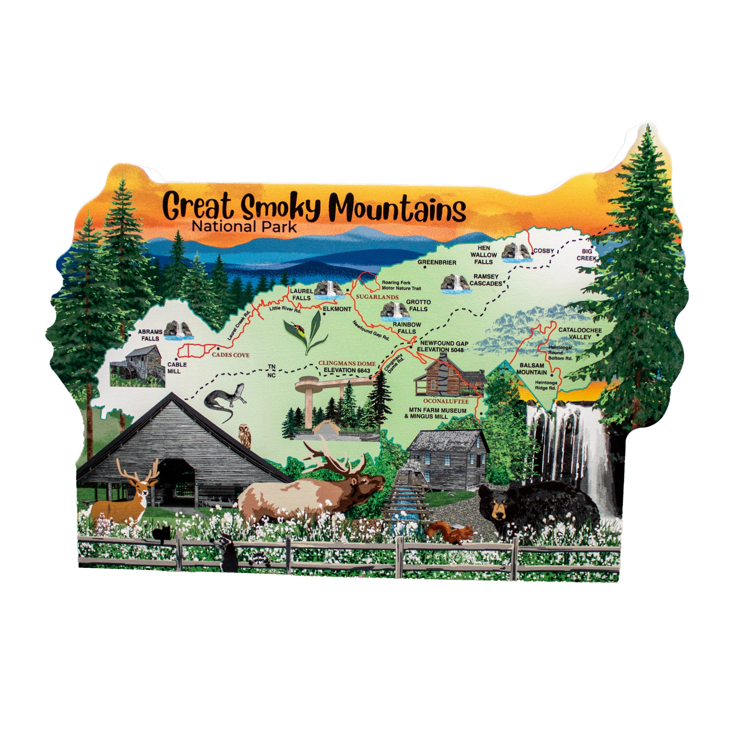 Great Smoky Mountains National Park Collectible Wood Replica: Park Map