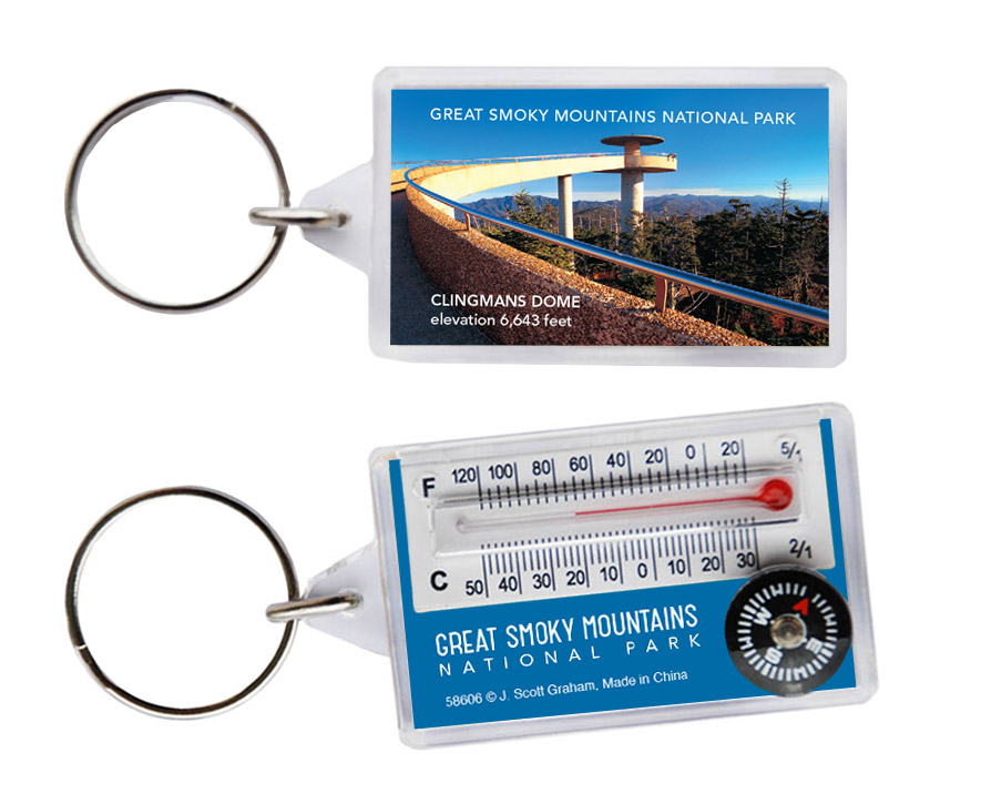 Great Smoky Mountains National Park Clingmans Dome Thermometer Keychain