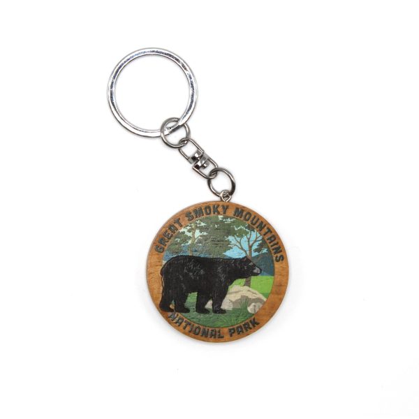 Great Smoky Mountains National Park Wood Bear Keychain