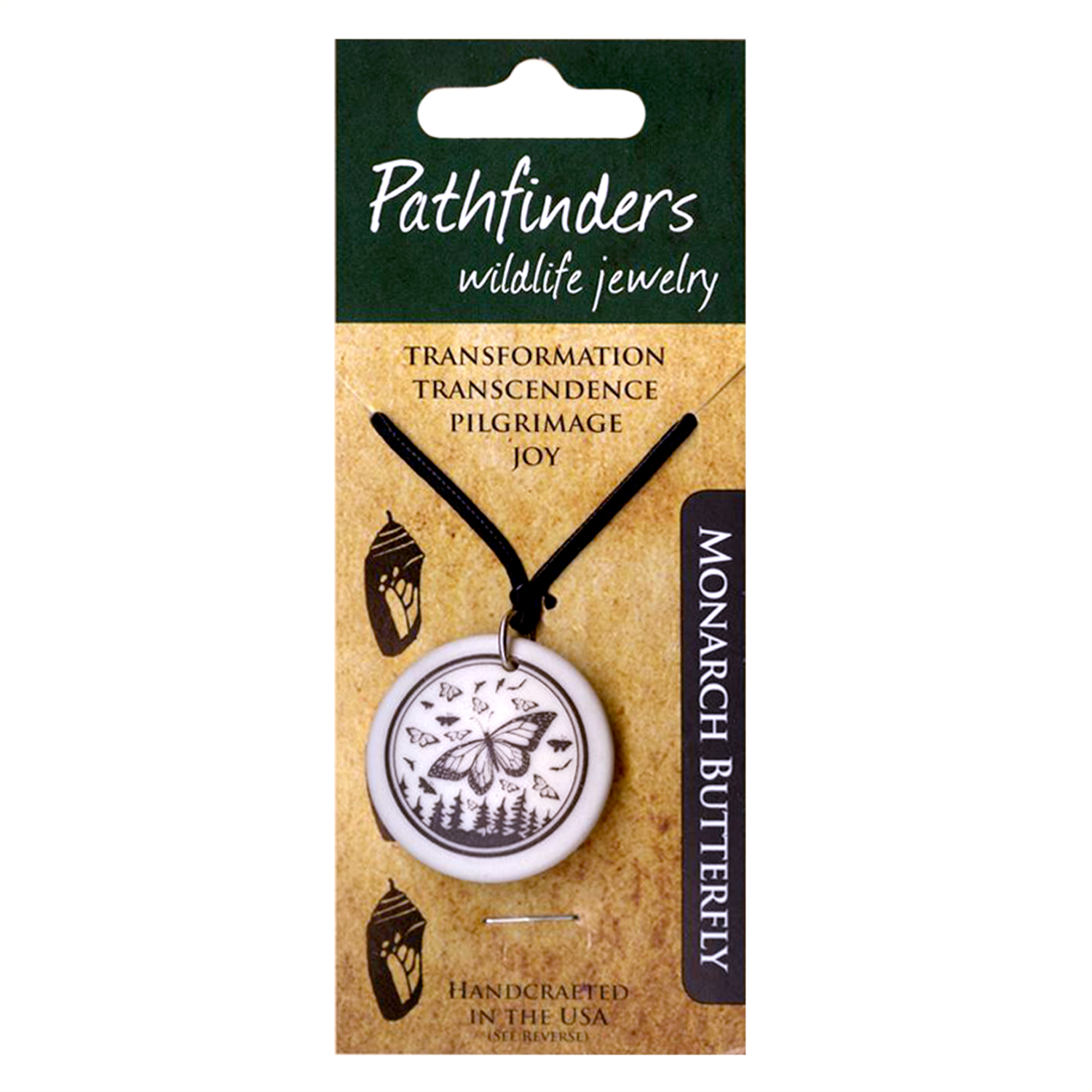 Monarch Butterfly Porcelain Pendant Necklace