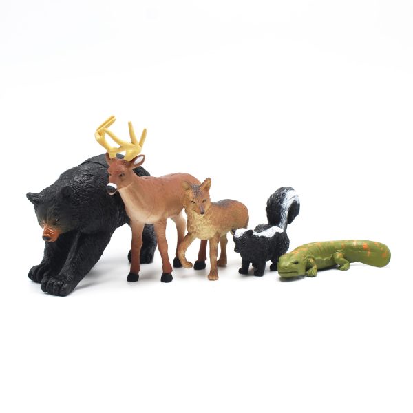 Wild Republic 5 Piece Animals Set: Skunk, Black Bear, Deer, Coyote, Salamander