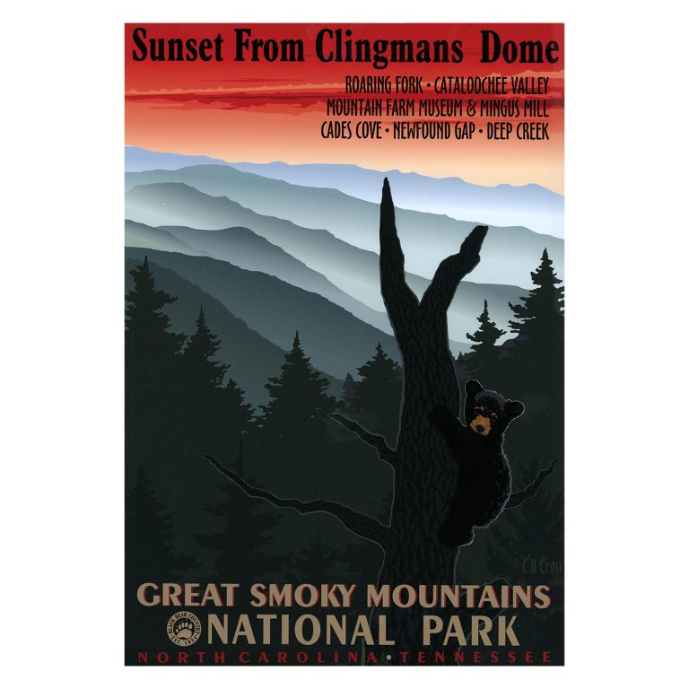 Retro Sunset from Clingmans Dome Poster Smokies Life