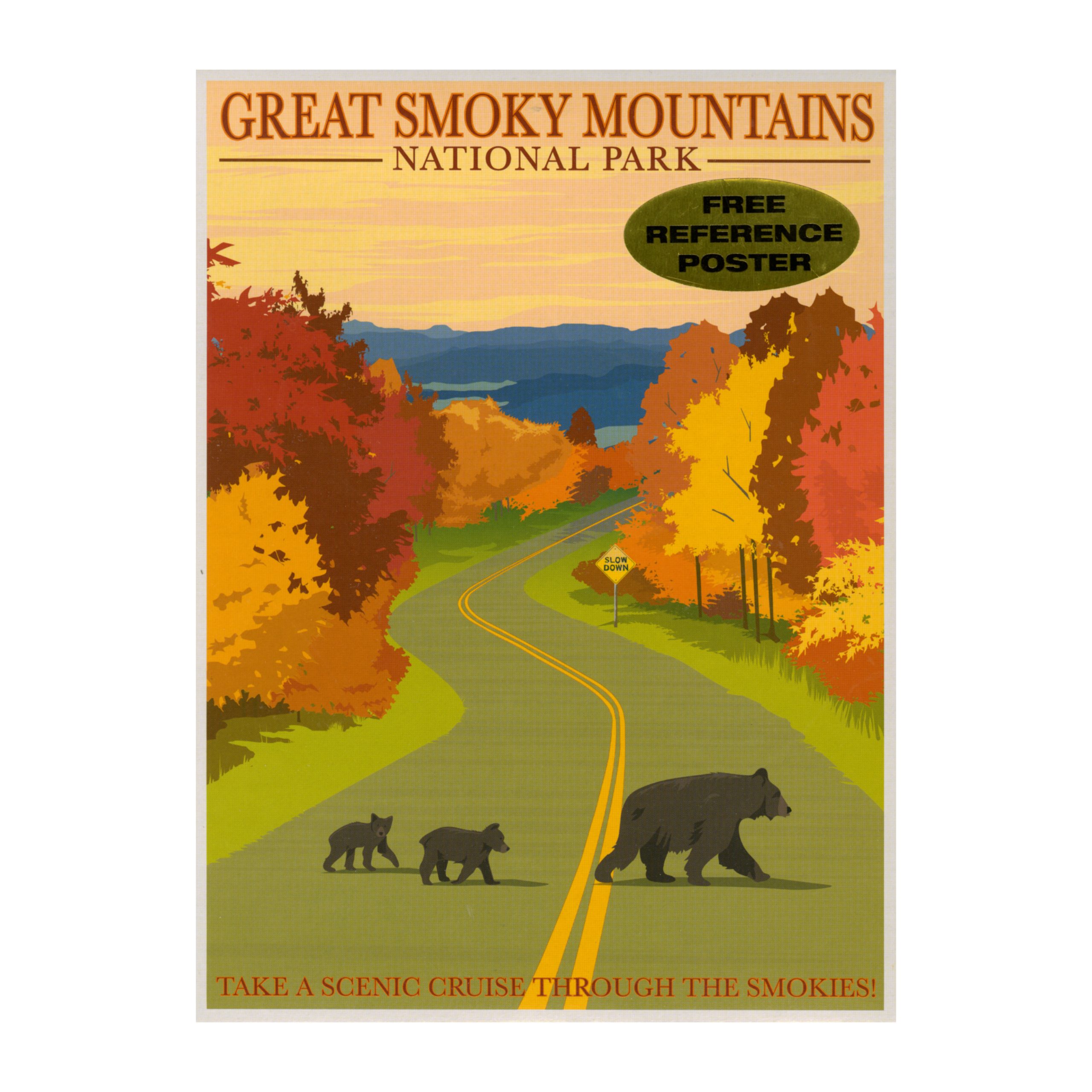 Great Smoky Mountains National Park Momma Bear and Cubs Retro Scenic Cruise 1000+ Piece Puzzle