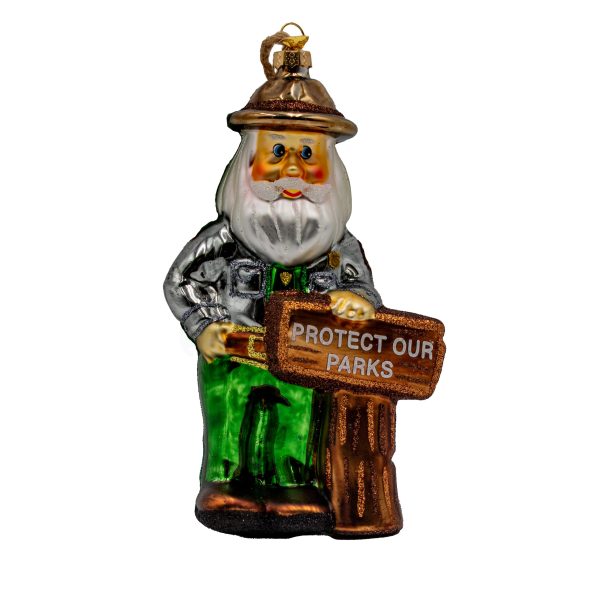 Great Smoky Mountains National Park Ranger Santa Glass Ornament