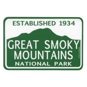 Great Smoky Mountains National Park Green & White Rectangle Sticker