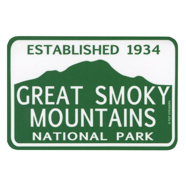 Great Smoky Mountains National Park Green & White Rectangle Sticker