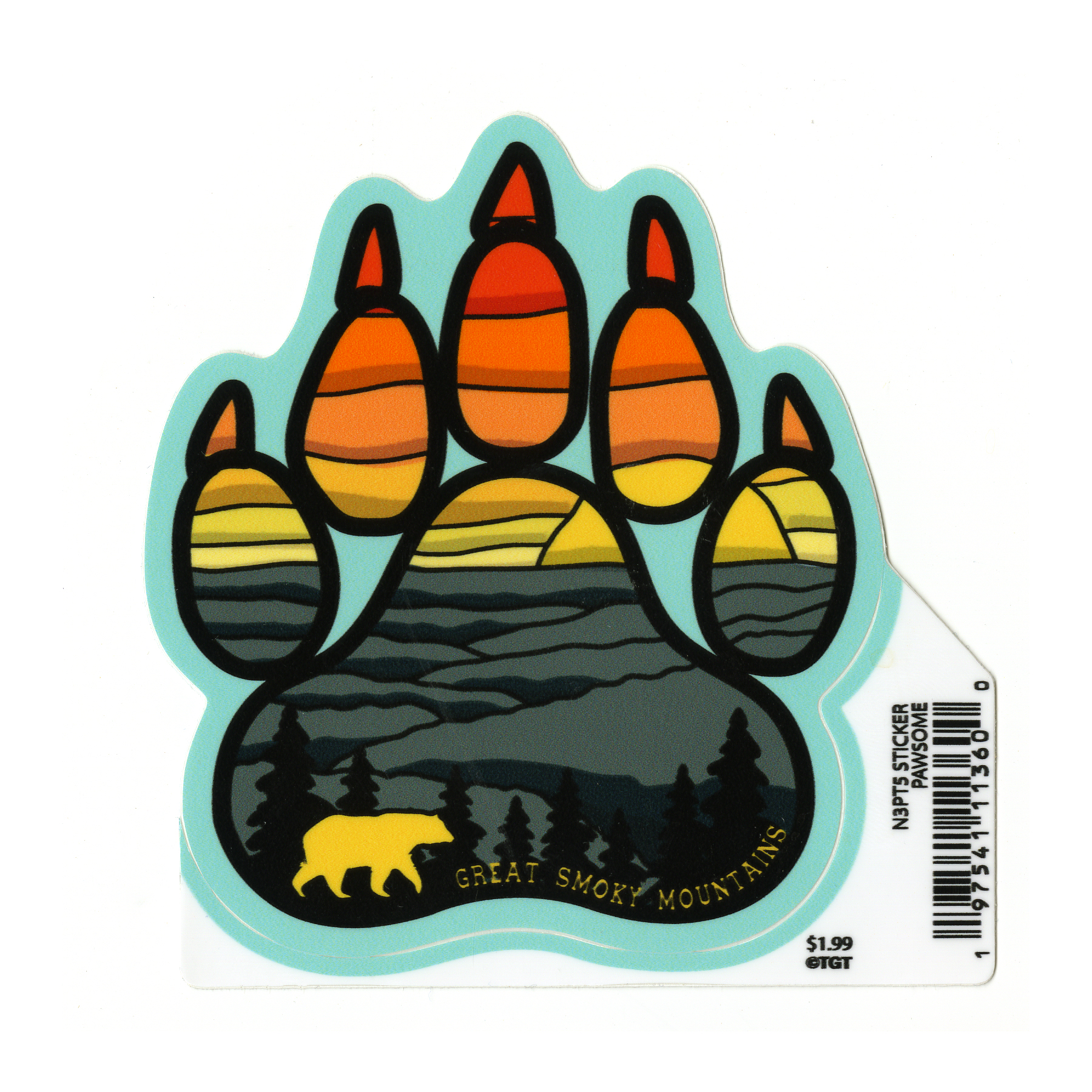 Great Smoky Mountains National Park Pawsome Bear Sticker