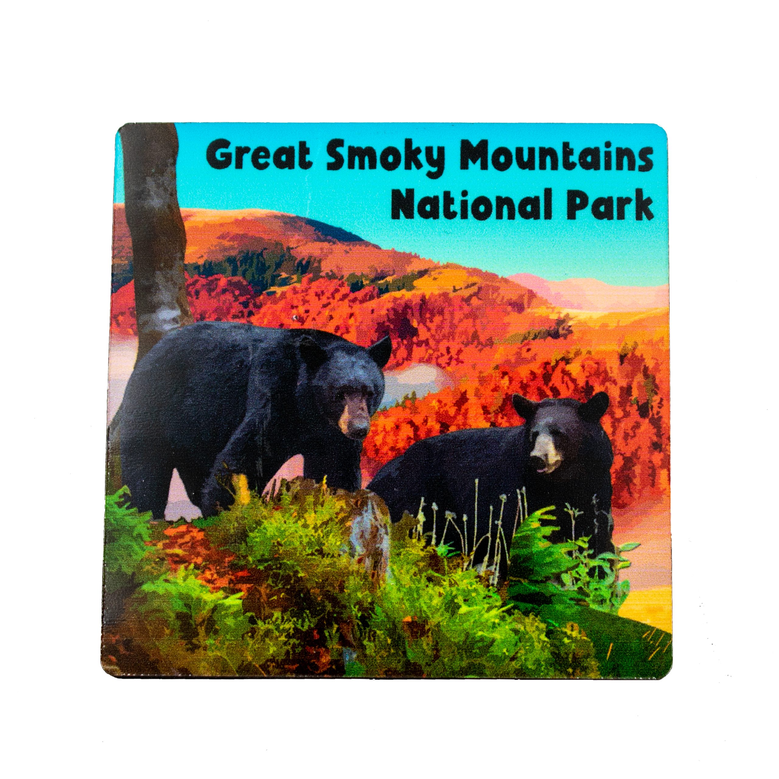 Great Smoky Mountains National Park Black Bears Wood Magnet