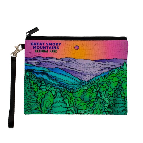 Great Smoky Mountains National Park Handpressed Linen Wild and Free Zipper Bag